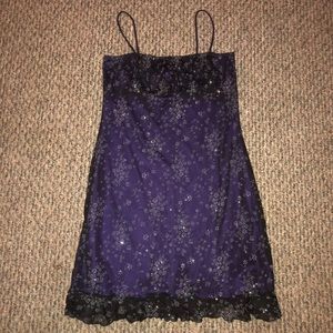Black Lace Mini Dress w/ Purple Lining